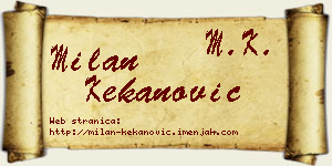 Milan Kekanović vizit kartica